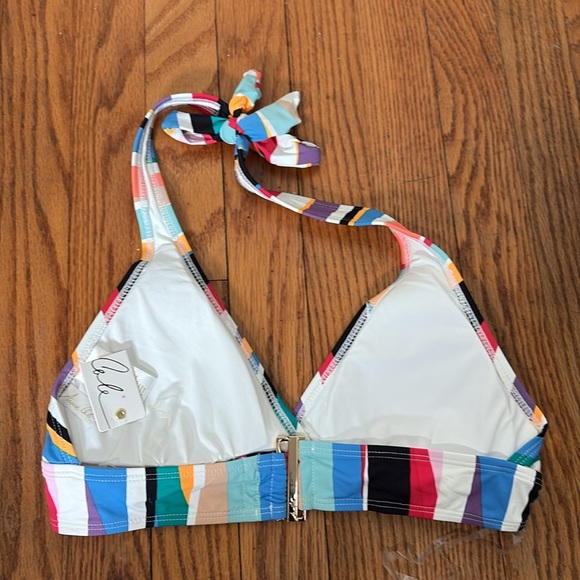 Anne Cole Signature Wavy Stripe Marilyn Halter Bikini Top NWT swimsuit - Picture 3 of 6